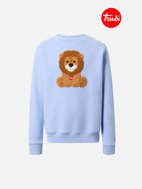 Hutton-Sweatshirt mit Rundhalsausschnitt und Trudi-Löwen-Frottee-Aufnäher | TRUDI SONDEREDITION