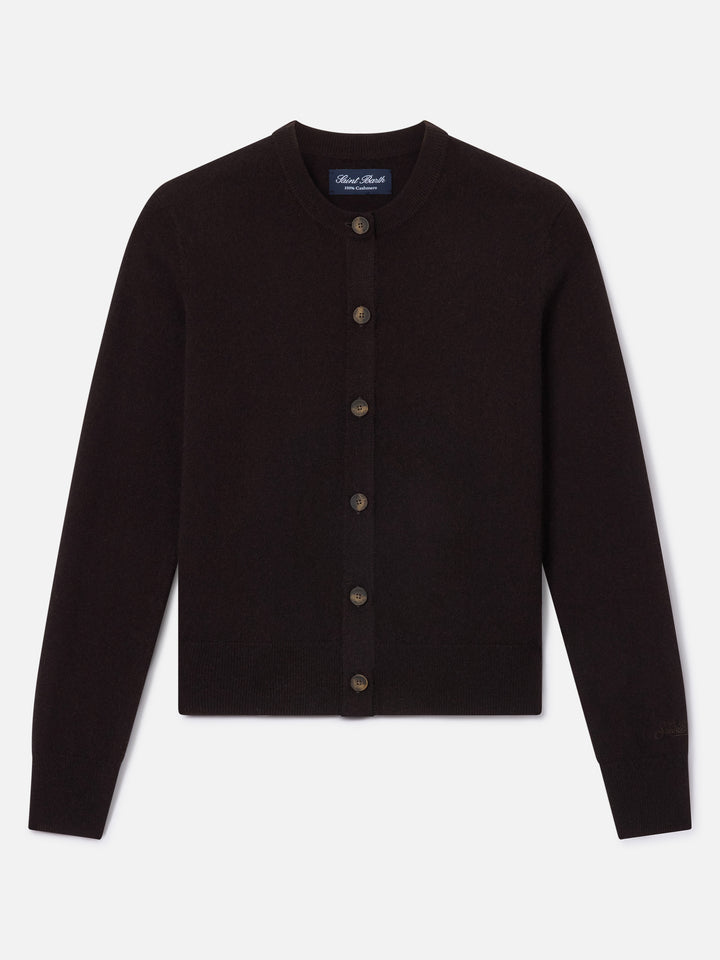 Cardigan Sierra marrone scuro in cashmere
