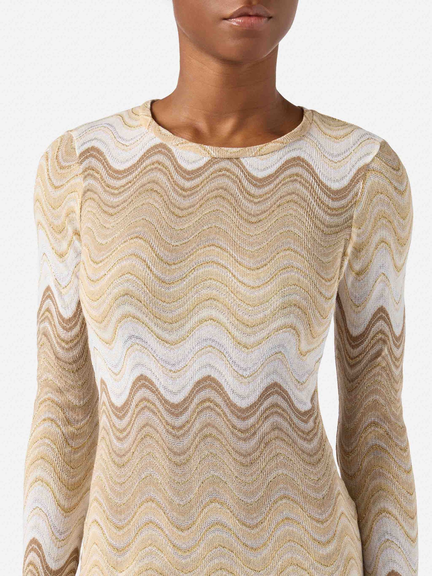Robe courte Imany en tissu raschel dégradé marron 