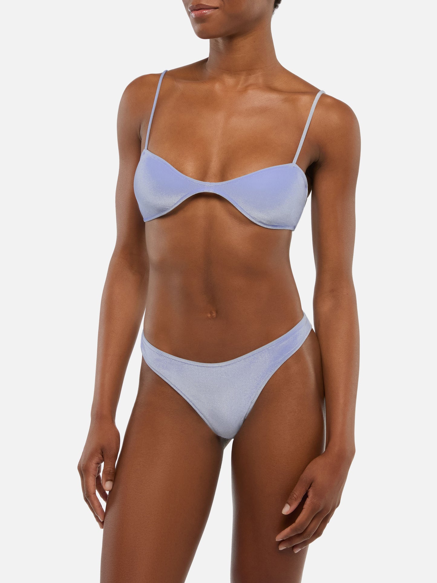 Bikini a bralette Ipanema Naomi in velluto azzurro cielo