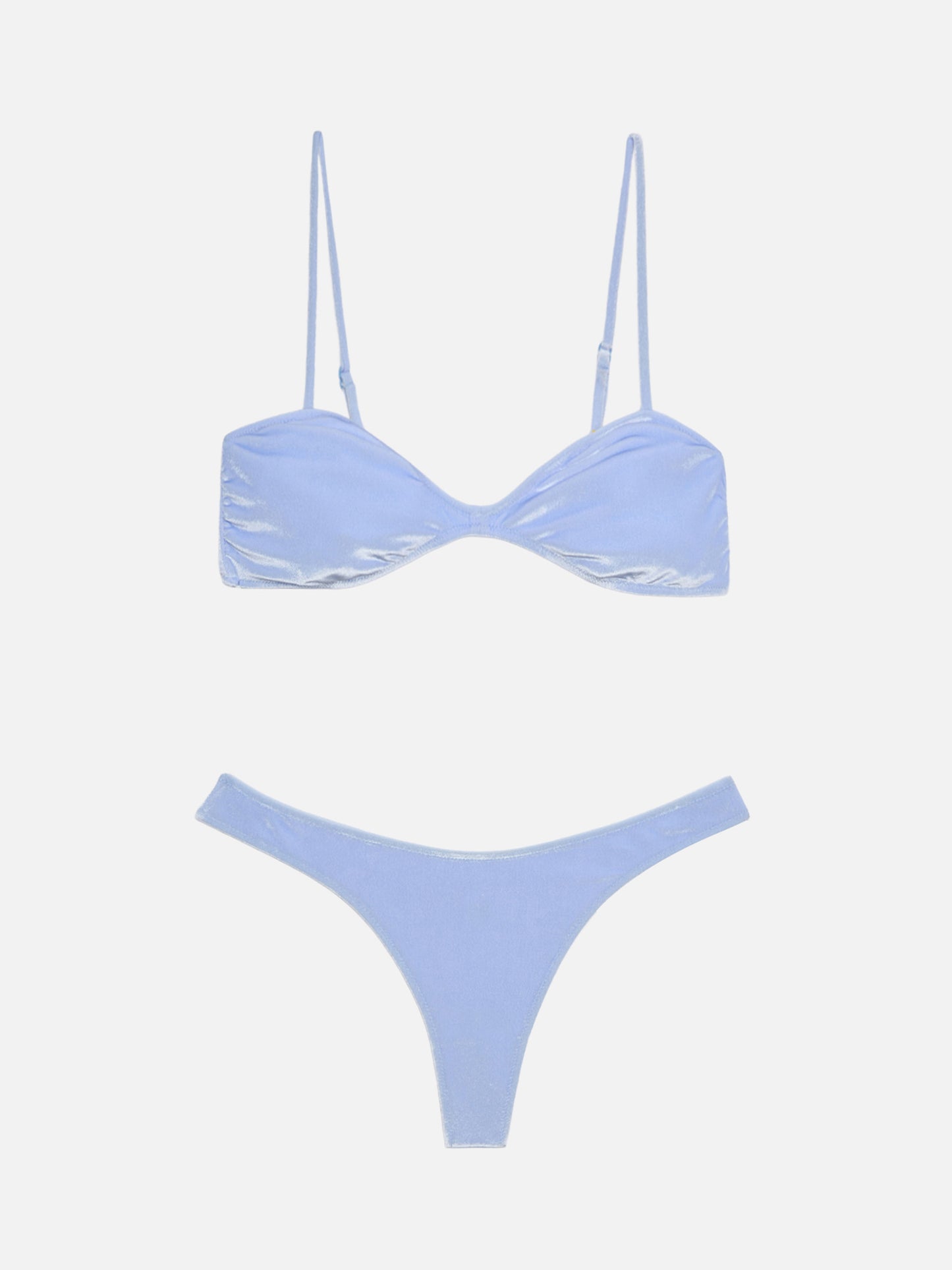 Bikini a bralette Ipanema Naomi in velluto azzurro cielo