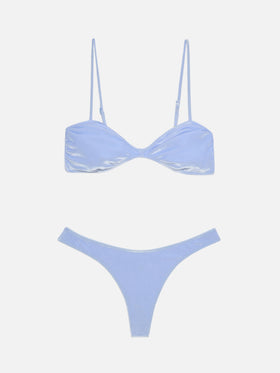 Bikini a bralette Ipanema Naomi in velluto azzurro cielo