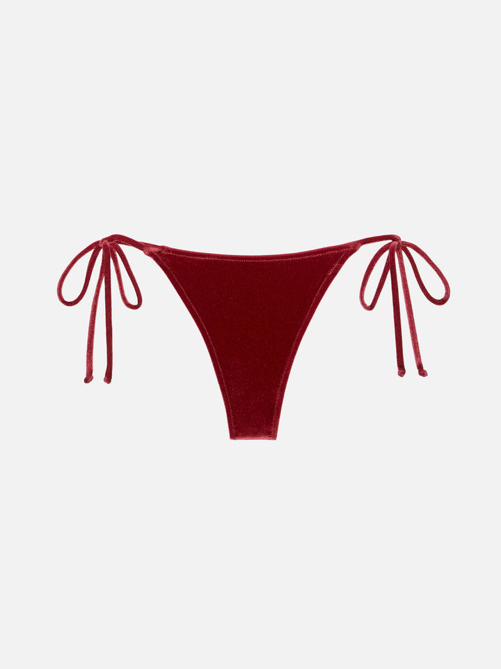 Woman scooped bikini Ipanema Naomi in brick red velvet