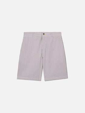 Bermuda Ischia in seersucker a righe marroni