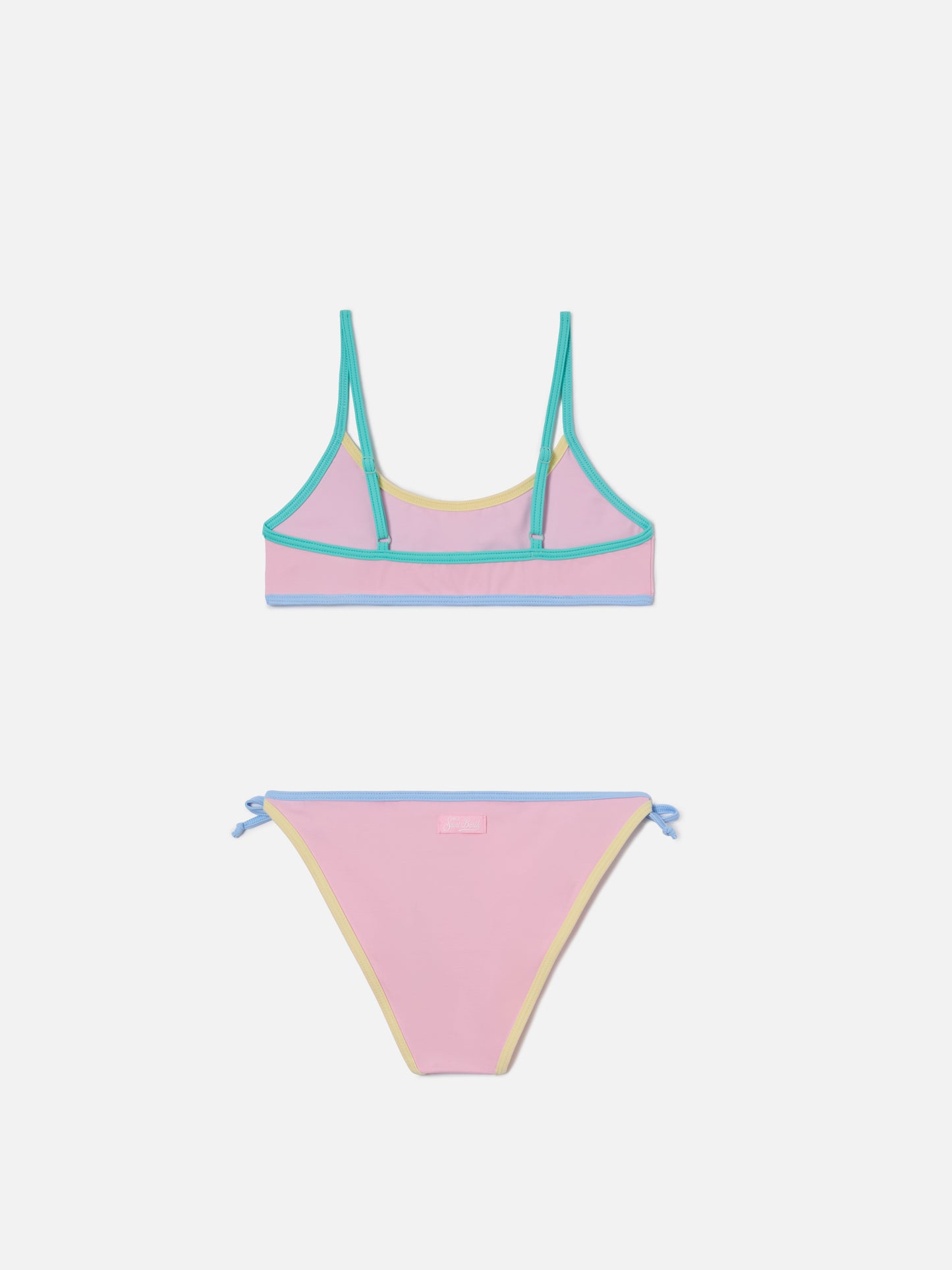 Jaiden String pink bikini with multicolor terry effect patch