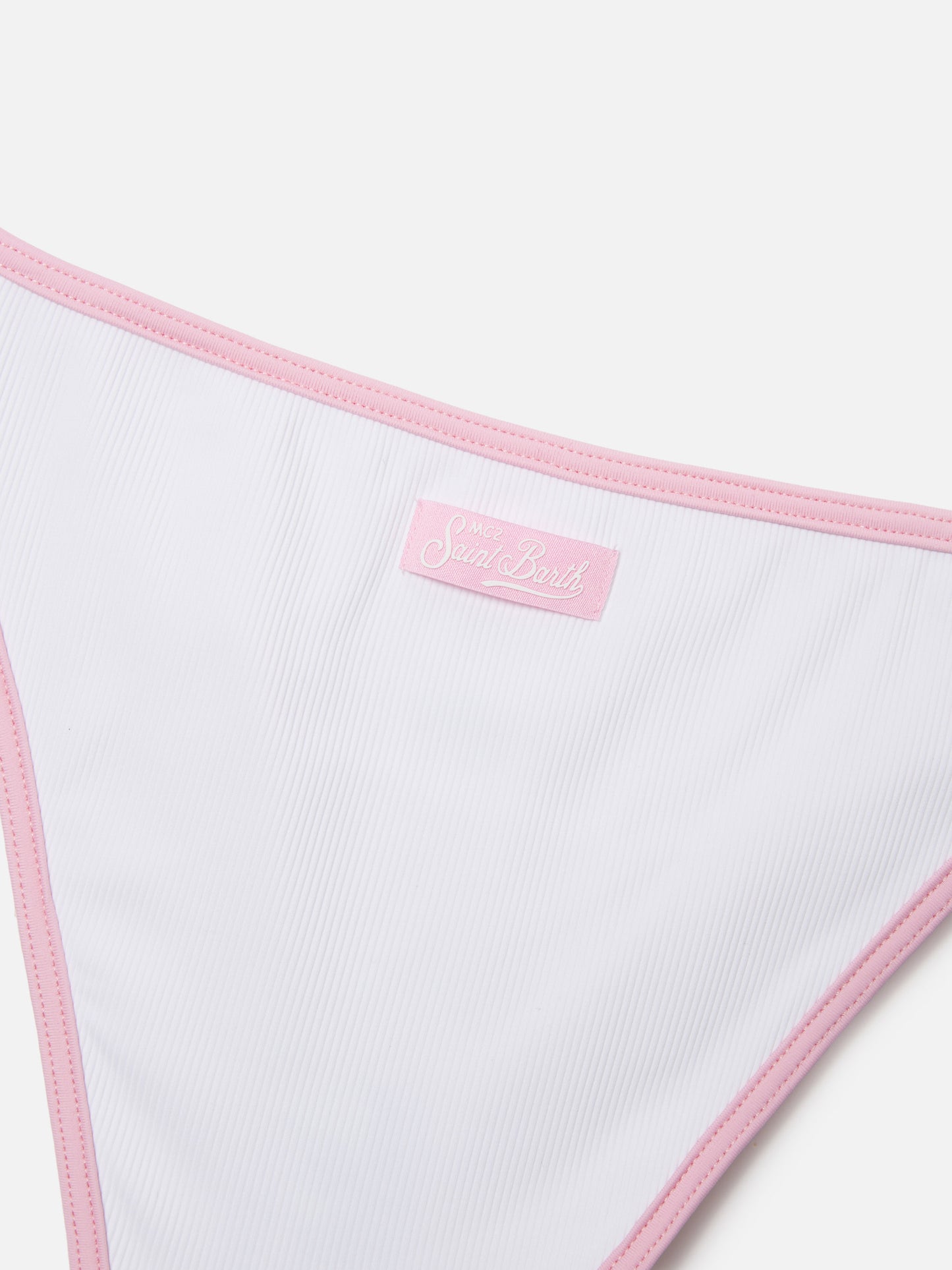 Jaiden String white bikini with animal print terry effect patch