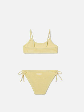 Bikini Jaiden de tejido crinkle en amarillo pastel 
