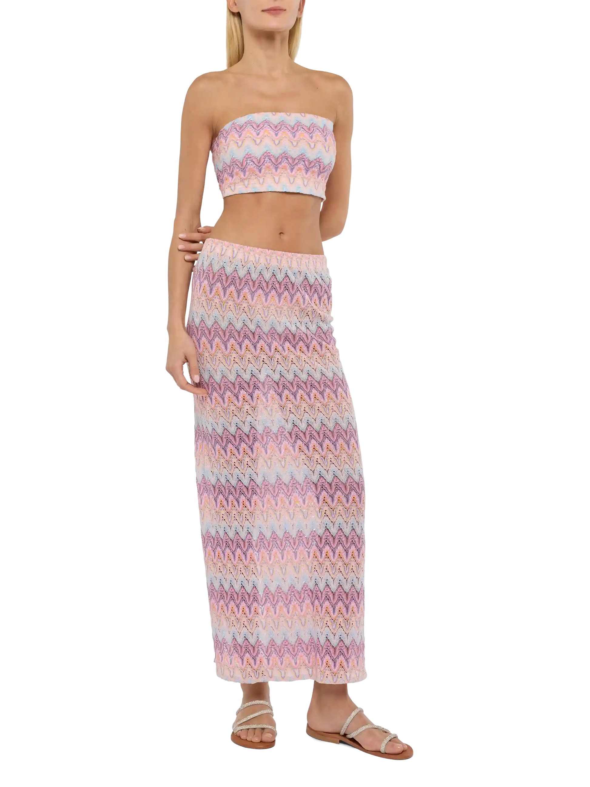 Jaclyn strapless bandeau top with chevron pattern - MC2 Saint Barth