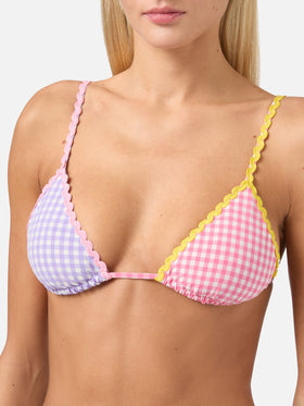 Top a triangolo Janet con stampa vichy