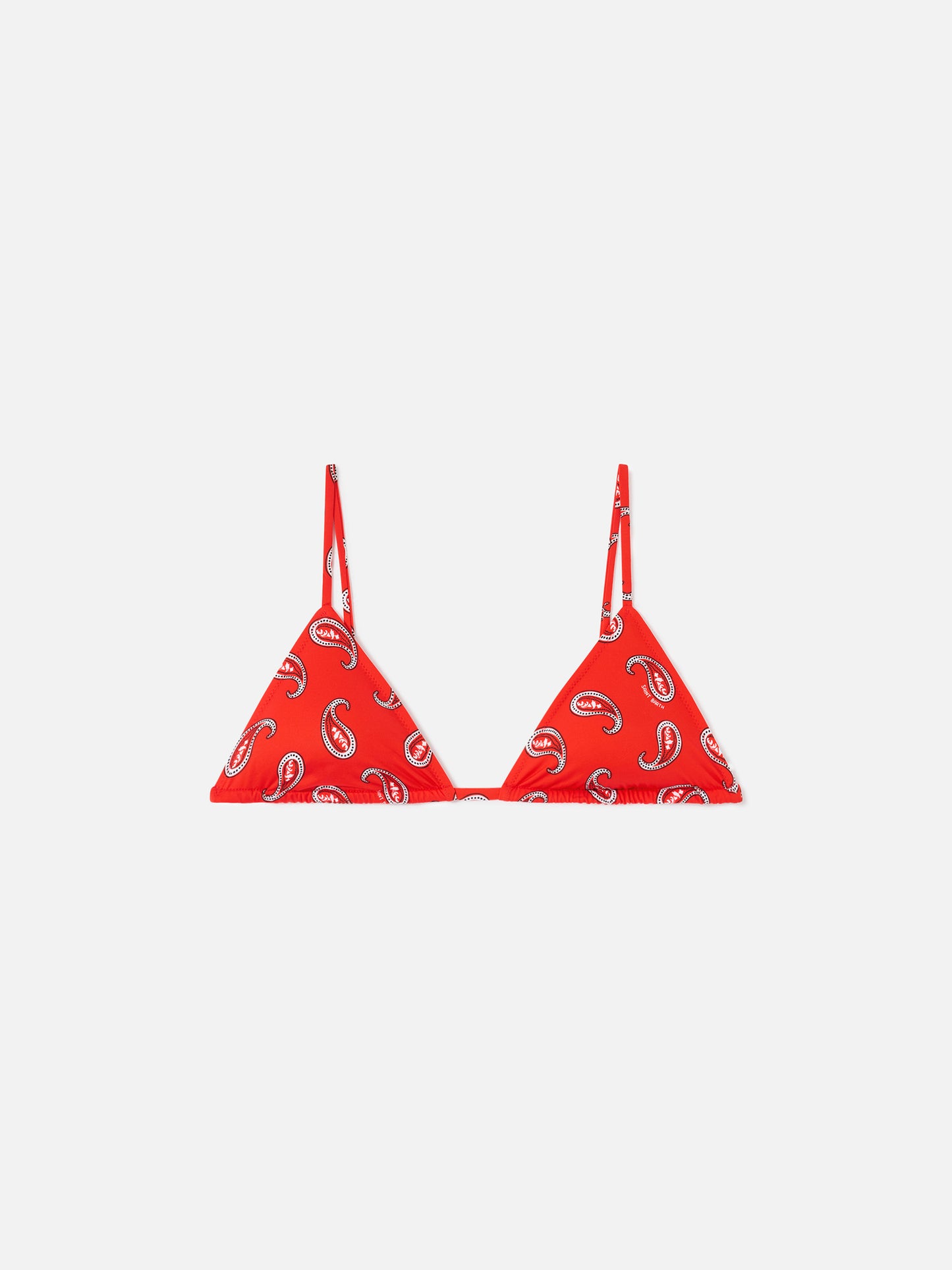 Red Janet triangle bikini top with paisley print