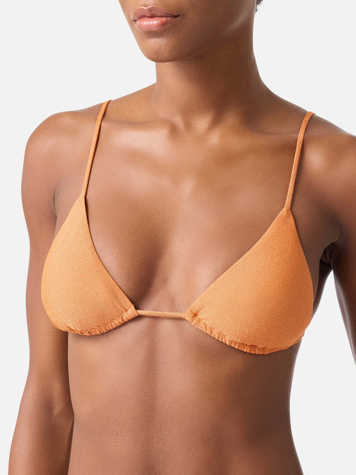 Orangefarbenes Janet Lurex-Triangel-Bikinioberteil 