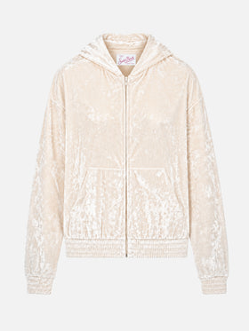 Sudadera con capucha y cremallera de chenilla amarilla pálida Jasmine 