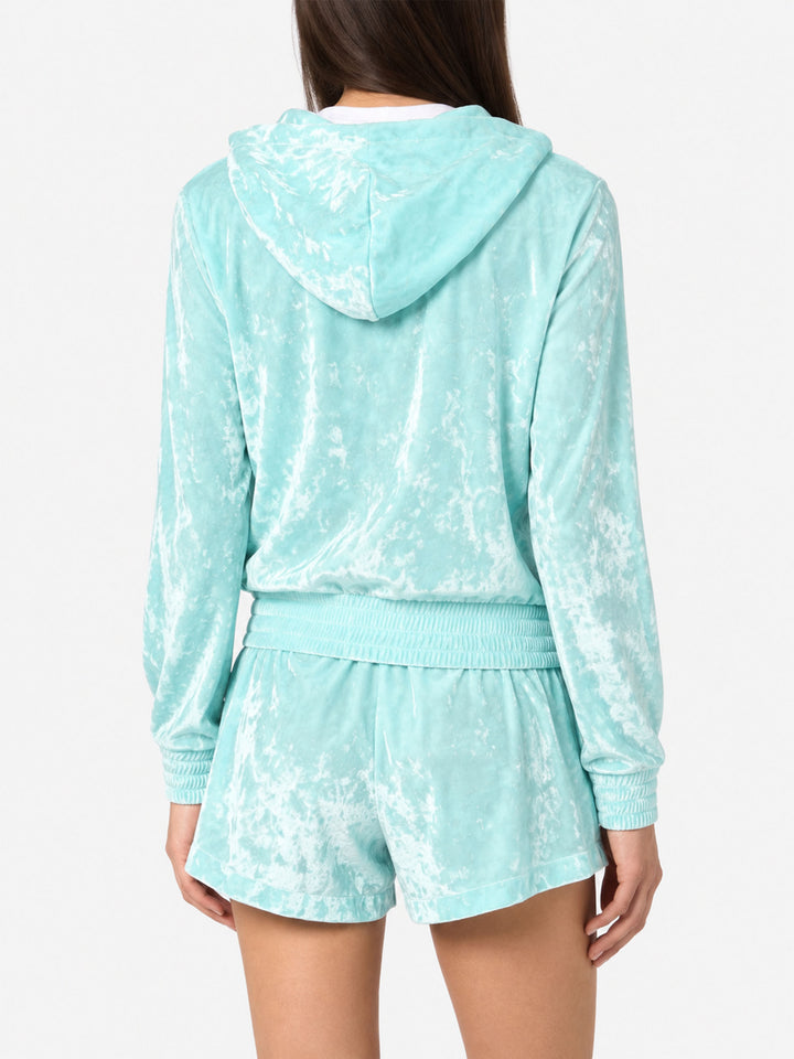 Water green chenille Jasmine zip hoodie