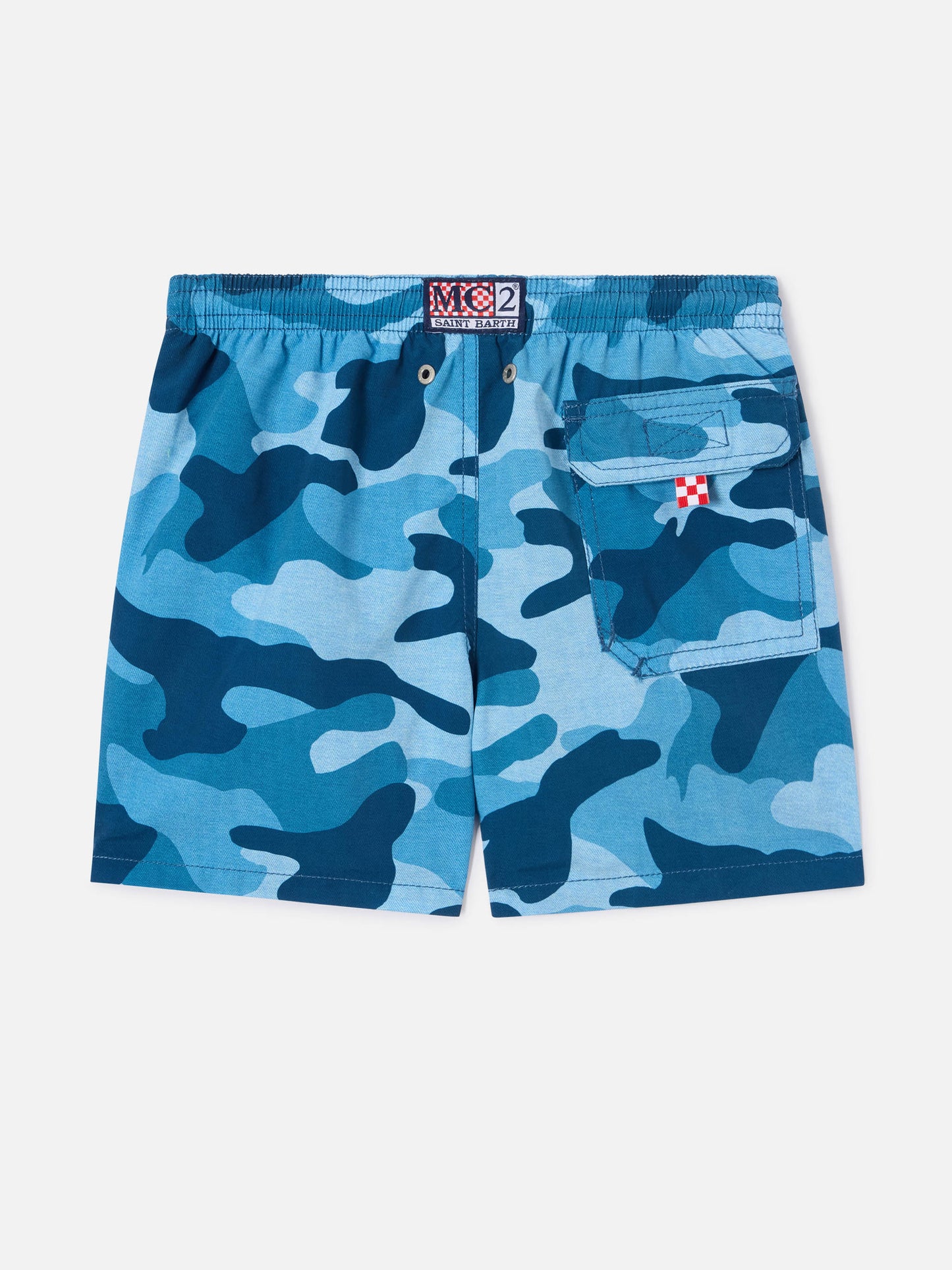 Short de bain garçon en jean de longueur mi-cuisse avec imprimé camouflage 