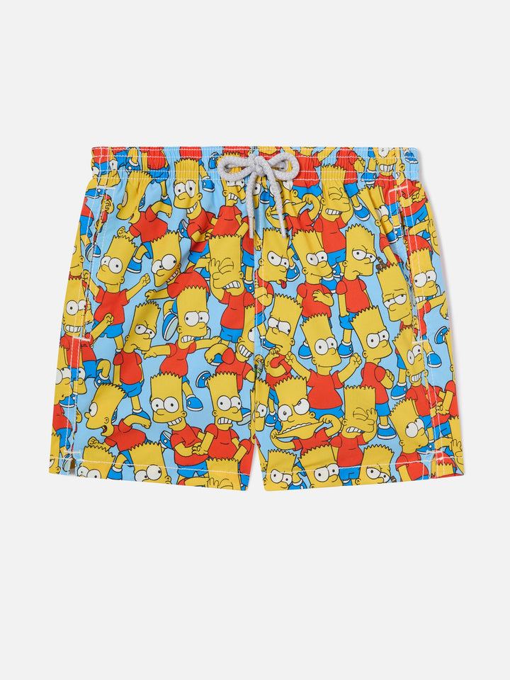 Boy mid-length Jean swim-shorts with Bart Simpson print | THE SIMPSON SPECIAL EDITION