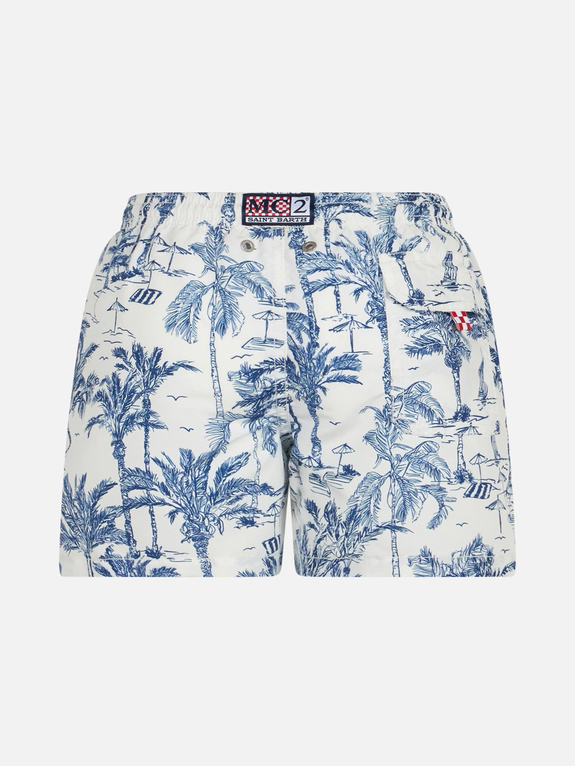 Jean mid-length swim shorts with toile de jouy print - MC2 Saint Barth