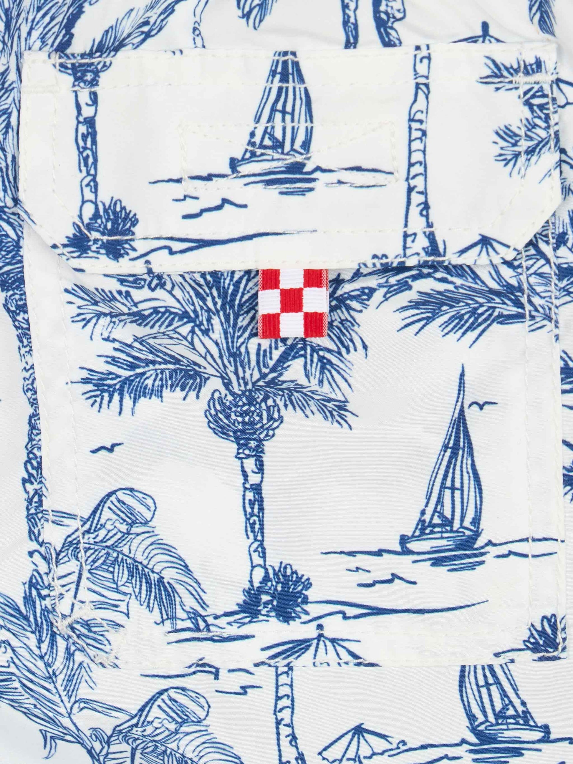 Jean mid-length swim shorts with toile de jouy print - MC2 Saint Barth