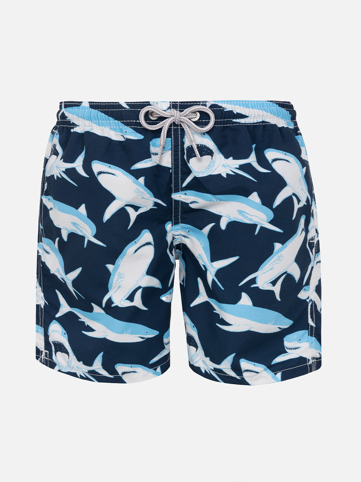 Boy swim shorts shark print - MC2 Saint Barth