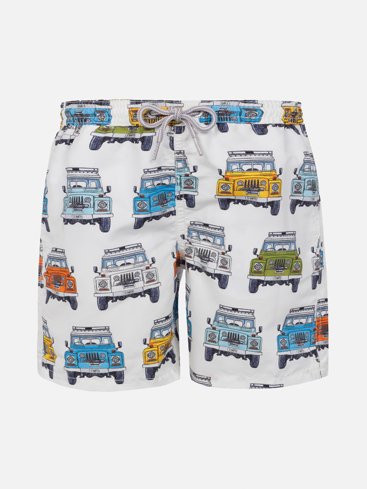Boy classic swim shorts with safari car print - MC2 Saint Barth