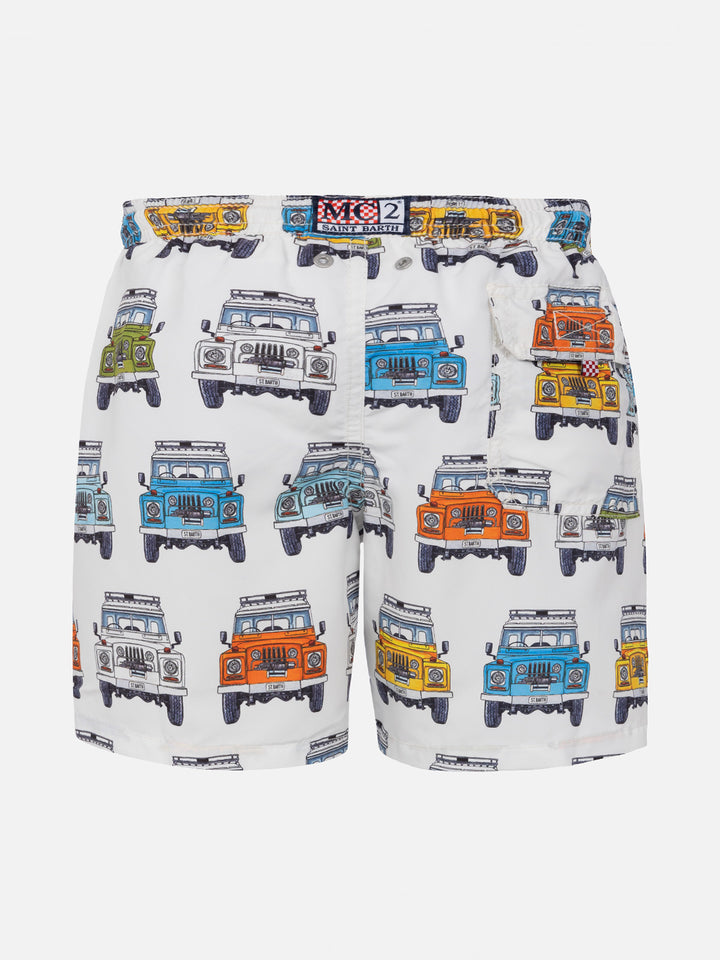 Boy classic swim shorts with safari car print - MC2 Saint Barth