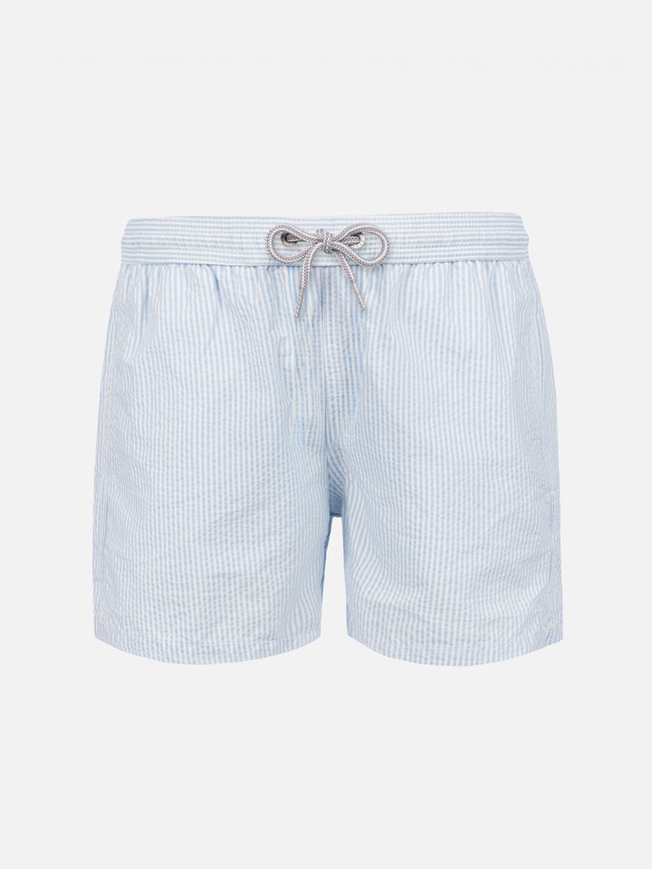 Light blue striped print boy swimshorts - MC2 Saint Barth