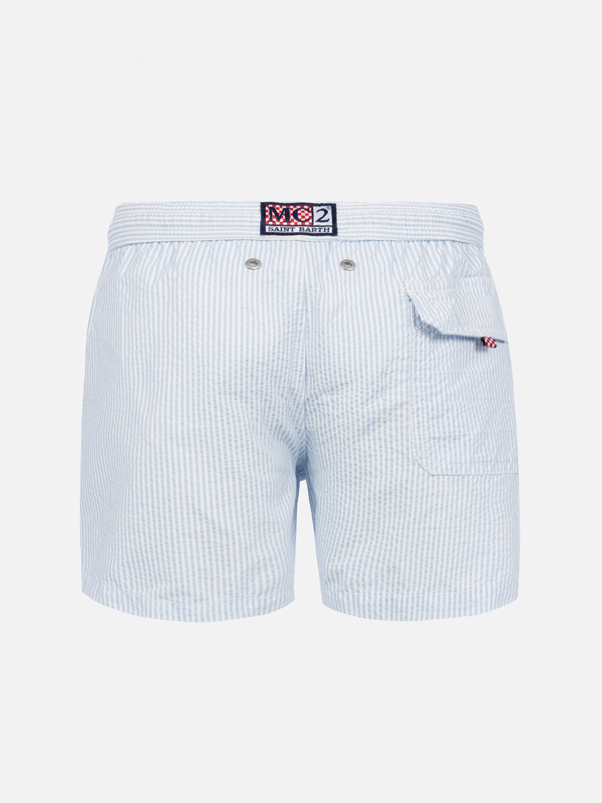 Light blue striped print boy swimshorts - MC2 Saint Barth