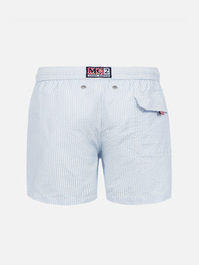 Light blue striped print boy swimshorts - MC2 Saint Barth