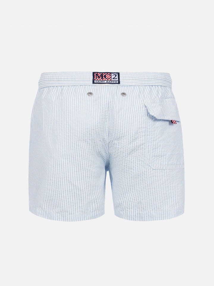 Light blue striped print boy swimshorts - MC2 Saint Barth