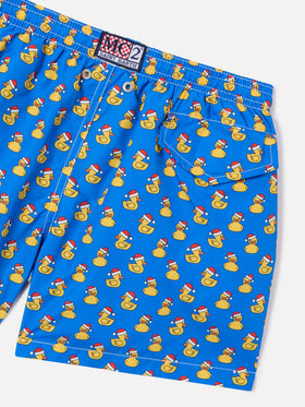 Short de bain garçon en tissu léger avec imprimé canards de Noël 