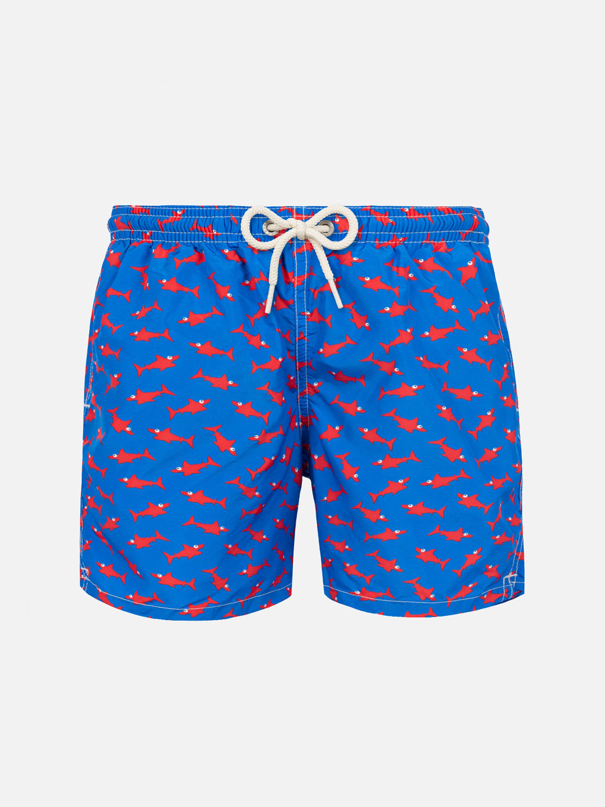Boy swim shorts with red shark print - MC2 Saint Barth