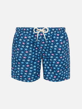Boy lightweight fabric swim-shorts Jean Lighting with starfishes print - MC2 Saint Barth