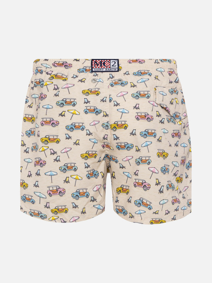 Jean Lighting lightweight fabric swim shorts with Spiaggina print | FIAT 500 SPECIAL EDITION - MC2 Saint Barth