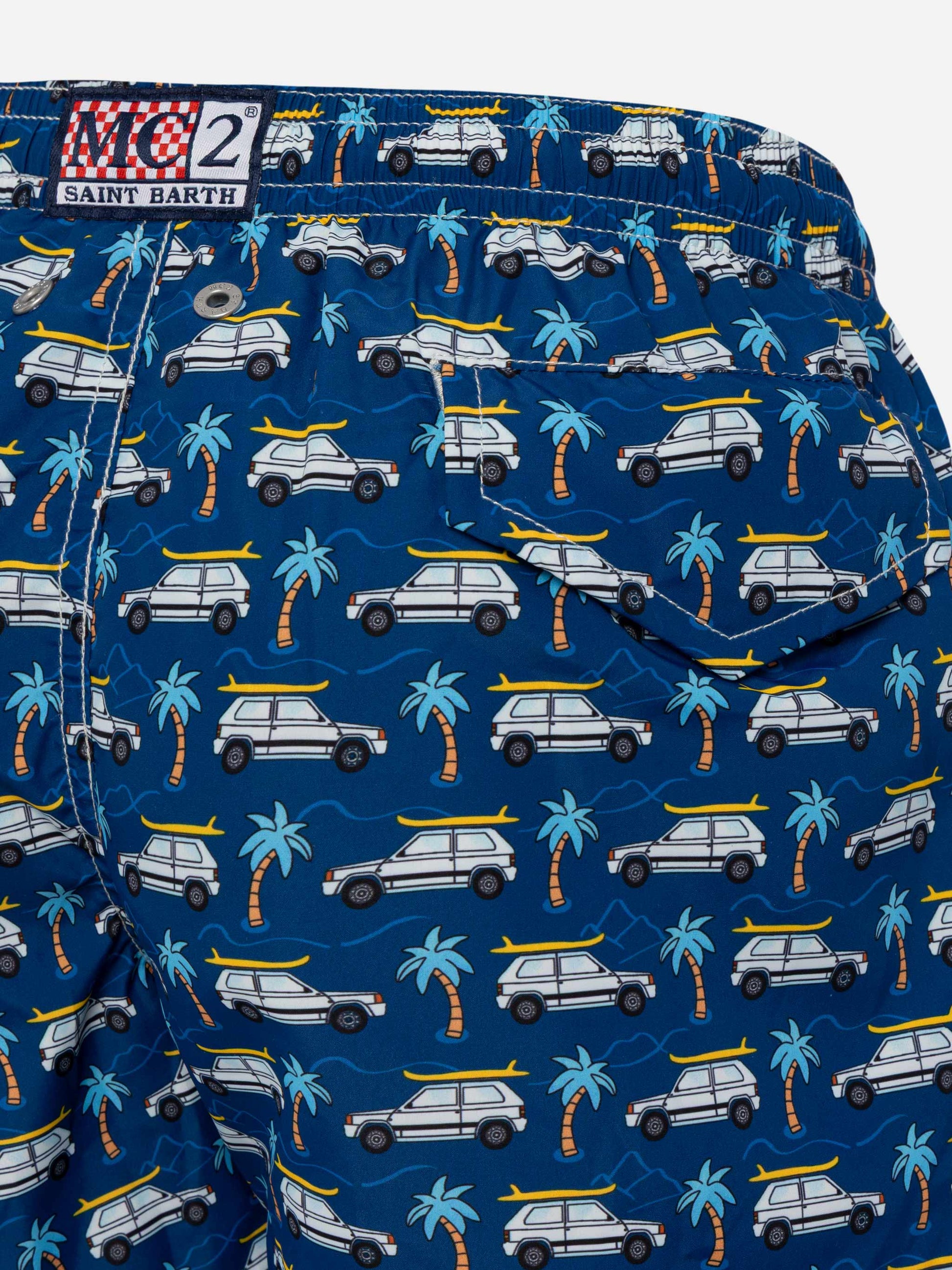 Jean Lighting lightweight fabric swim shorts with Panda car print | FIAT SPECIAL EDITION - MC2 Saint Barth