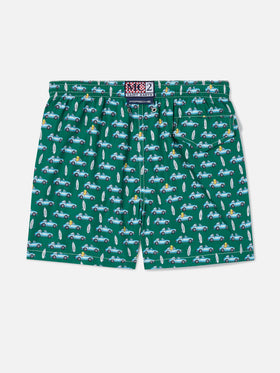 Green Jean Lighting swim shorts with sign beach print | PORSCHE SPECIAL EDITION
