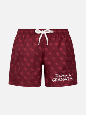 Boy lightweight fabric swimshorts with TORINO print | AC TORINO SPECIAL EDITION - MC2 Saint Barth