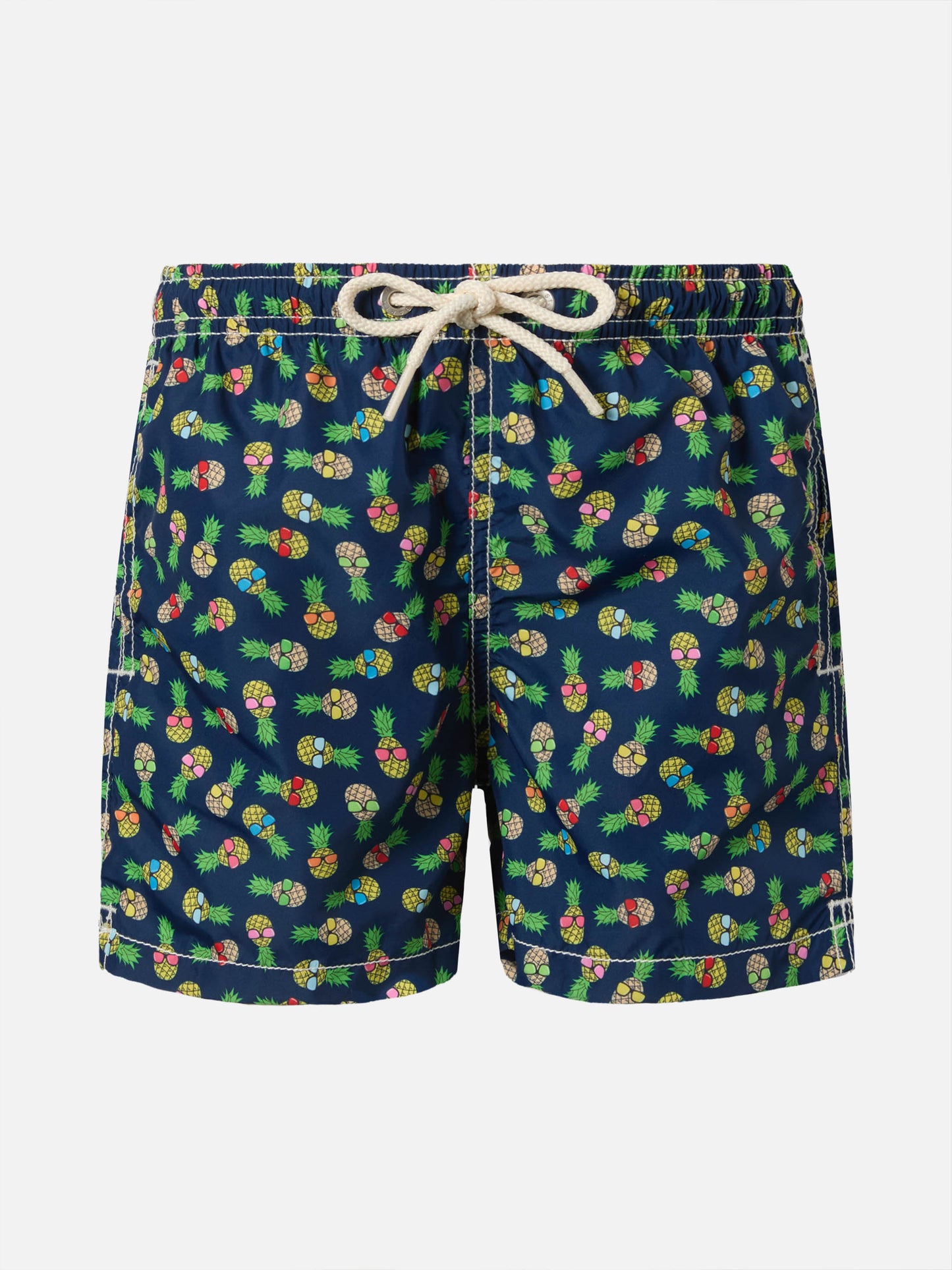 Boy lightweight fabric swim-shorts Jean Lighting with pineapple print