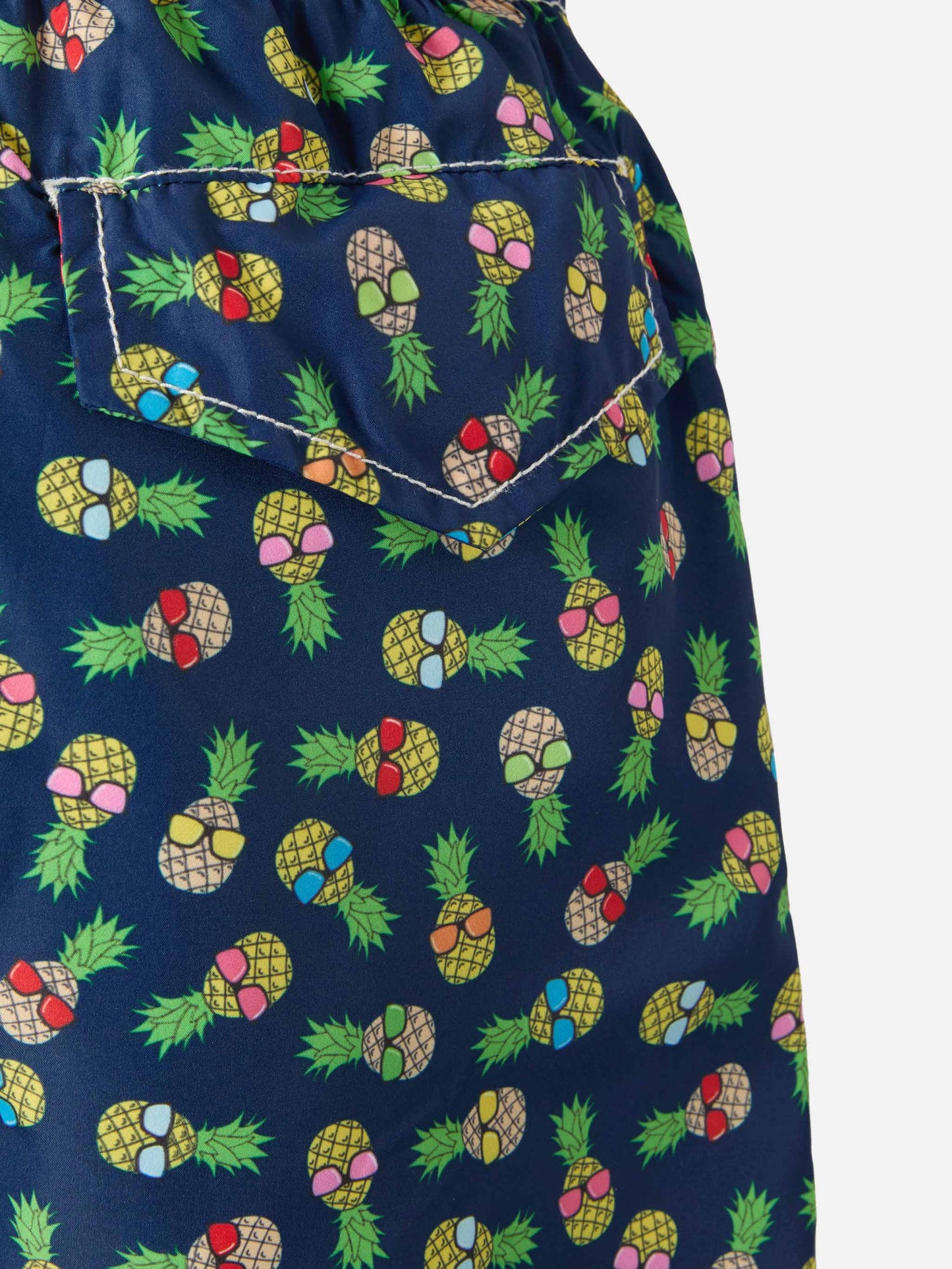Boy lightweight fabric swim-shorts Jean Lighting with pineapple print
