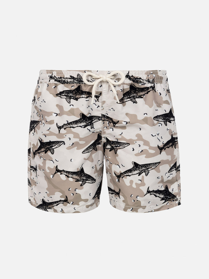 Boy flock fabric with shark print - MC2 Saint Barth