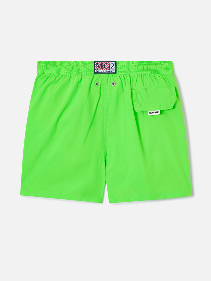 Boy lightweight fabric fluo green swim shorts Jean Lighting Pantone | PANTONE® SPECIAL EDITION