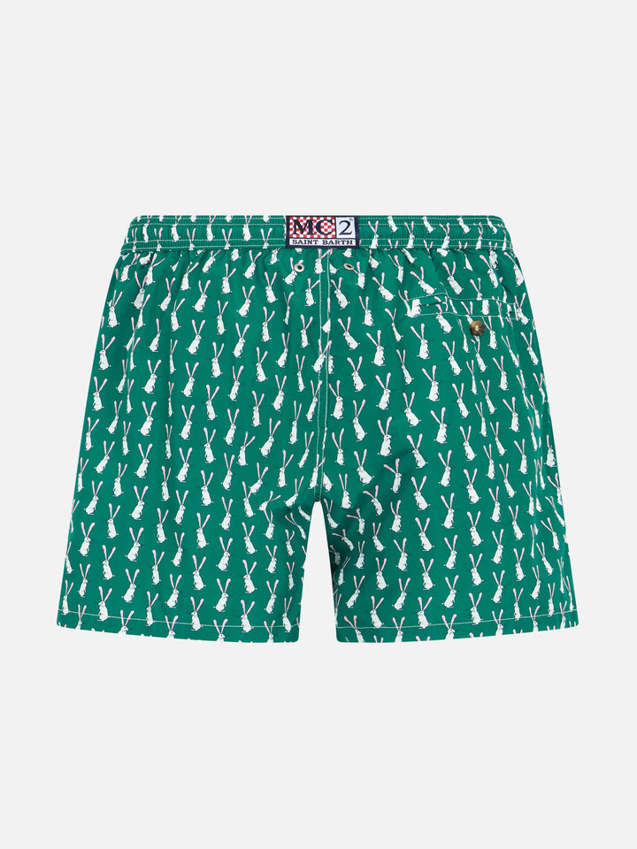 Boy lightweight fabric swim-shorts Jean Lighting 70 with rabbit print - MC2 Saint Barth