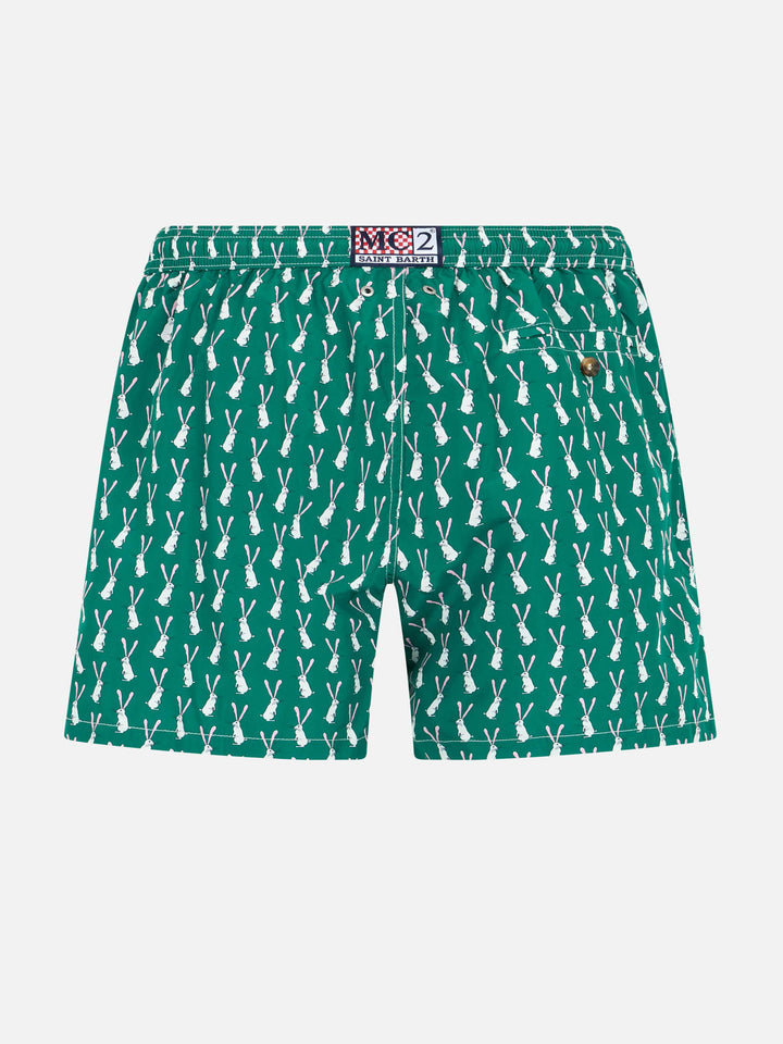 Boy lightweight fabric swim-shorts Jean Lighting 70 with rabbit print