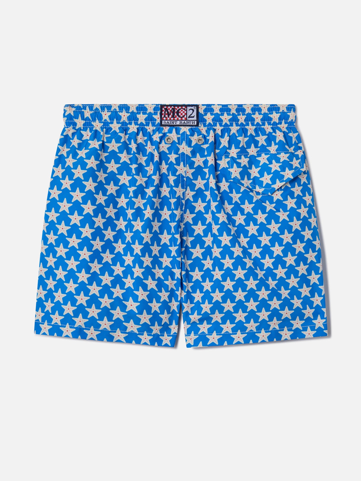 Boy lightweight fabric swim-shorts Jean Lighting 70 with seastars print