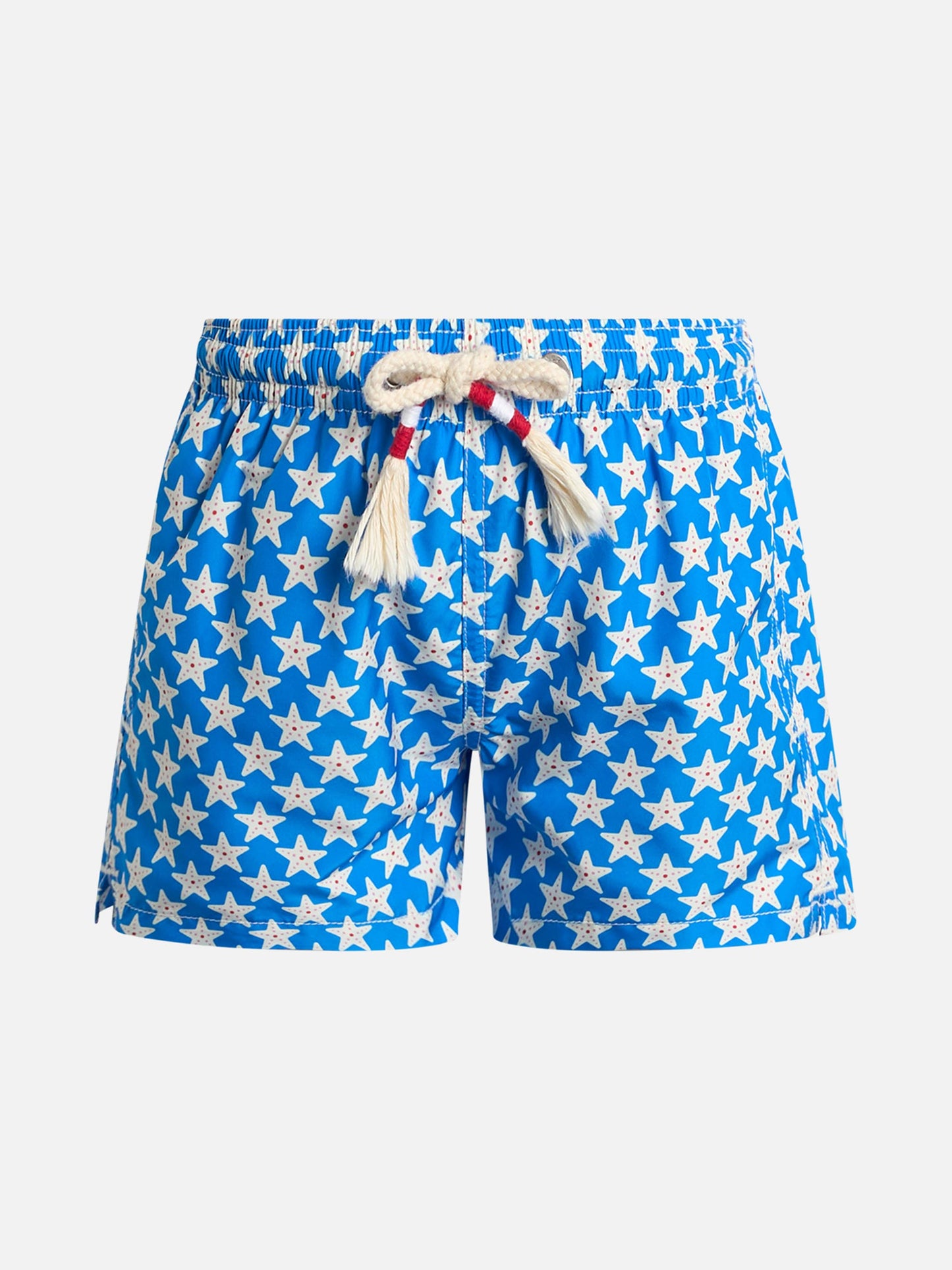 Boy lightweight fabric swim-shorts Jean Lighting 70 with seastars print