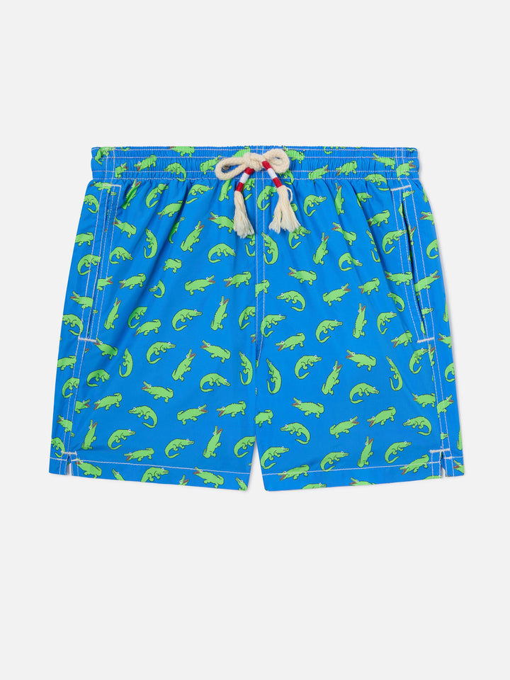 Short de bain garçon bluette à imprimé alligators verts 
