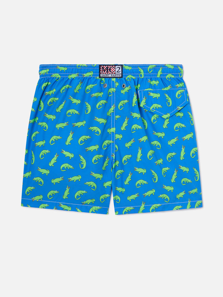Short de bain garçon bluette à imprimé alligators verts 