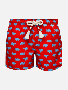 Jean Lighting 70 lightweight swim shorts with hippo print