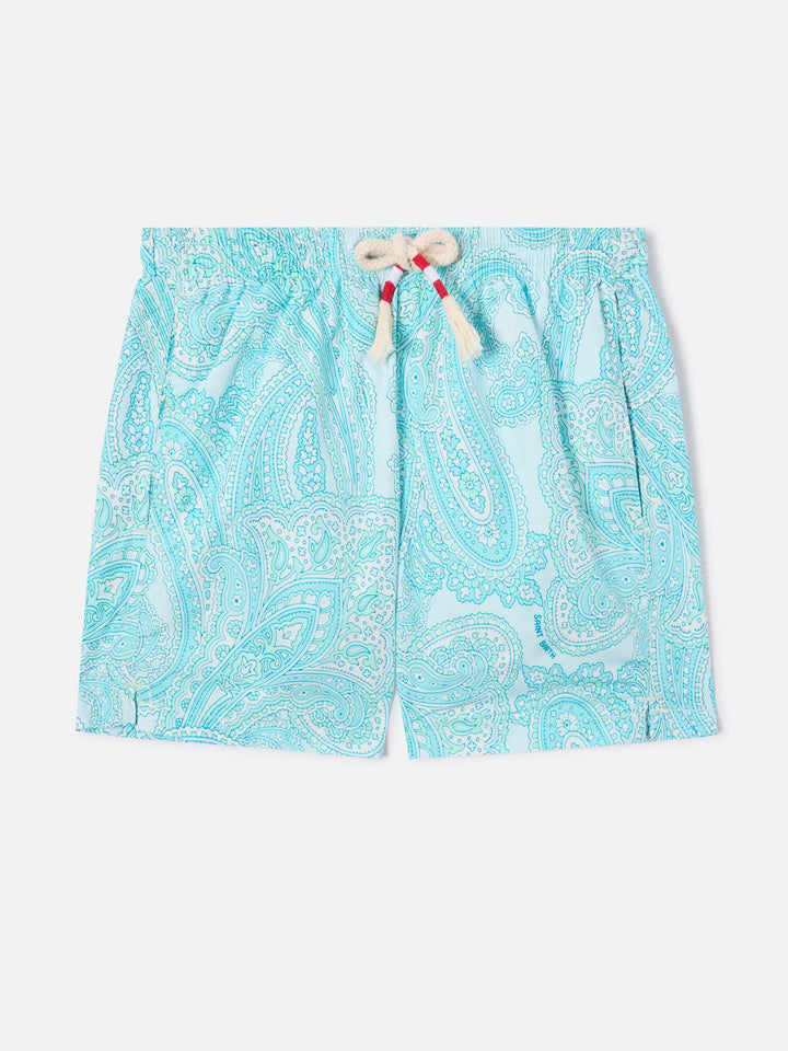 Boy lightweight fabric swim-shorts Jean Lighting 70 with paisley print