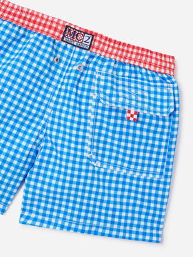 Badehose für Jungen mit Vichykaromuster 