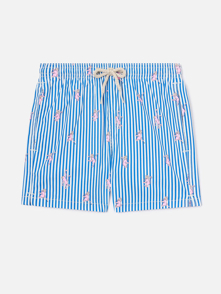 Short de bain Jean Lighting Stretch rayé avec imprimé singe 