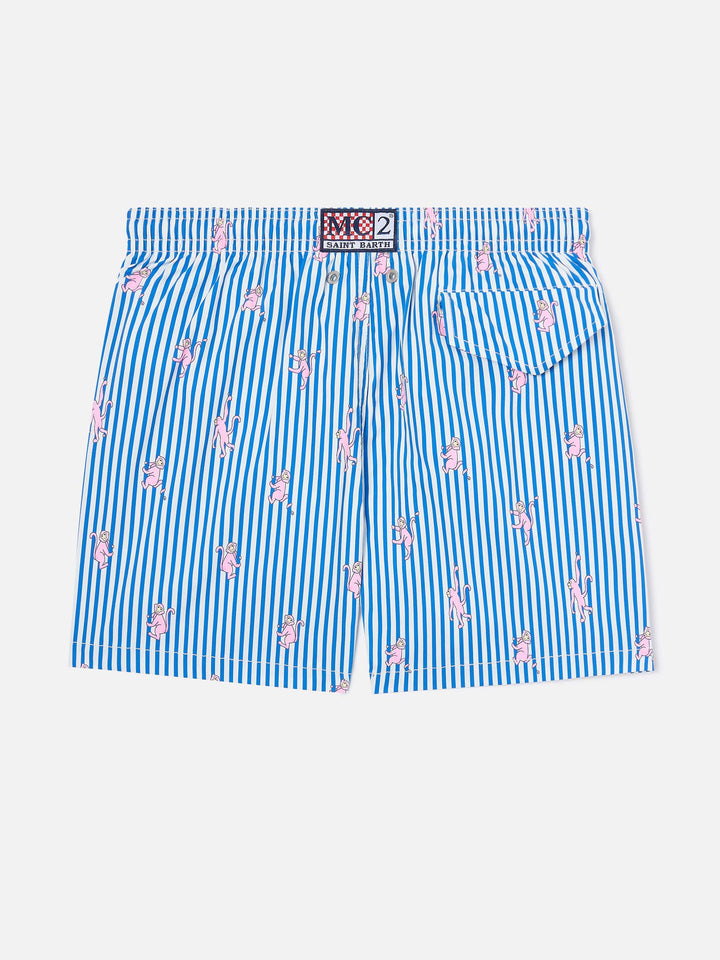 Short de bain Jean Lighting Stretch rayé avec imprimé singe 